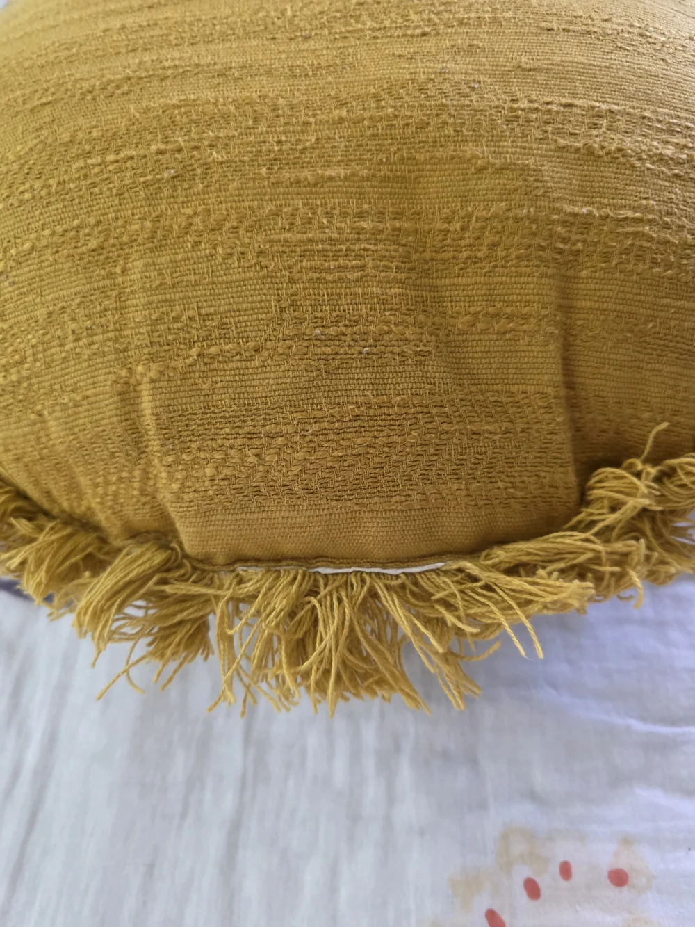 Opalhouse Mustard Yellow Sunface Fringe Round Accent Pillow